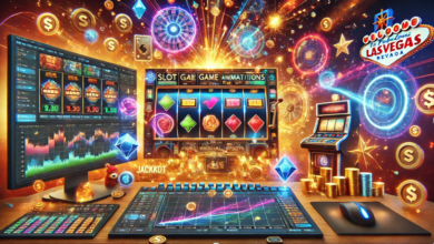 Online slot reels spinning with bright colors on a casino screen
