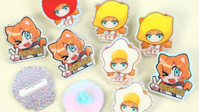 Custom Acrylic Pins with Epoxy & Holographic Finish